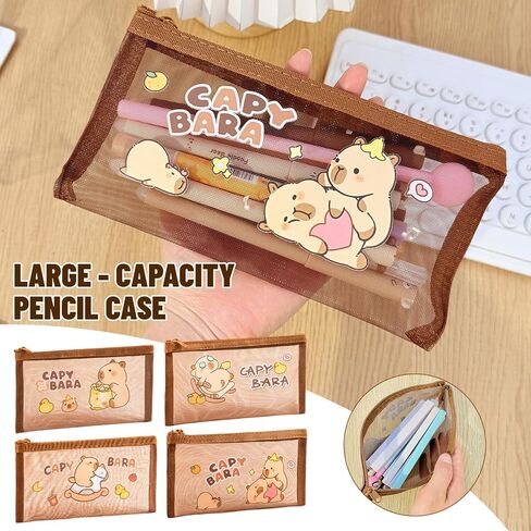 1Pcs Adorable Capybara Pencil Case with Cute Accessories, Kawaii Pen Pouch Capybara Transparent Pencil Case, Large Capacity Pen Storage Bag (Random Style, 20x10.5cm) in Saudi Arabia