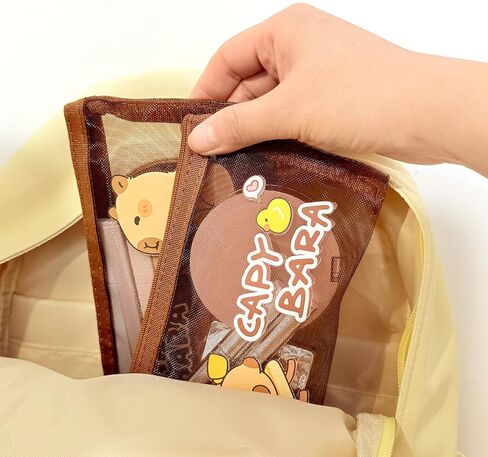 1Pcs Adorable Capybara Pencil Case with Cute Accessories, Kawaii Pen Pouch Capybara Transparent Pencil Case, Large Capacity Pen Storage Bag (Random Style, 20x10.5cm) in Saudi Arabia