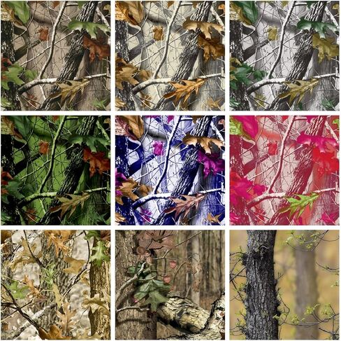 Queenbox 5x32.8ft Camo Vinyl Wrap, Woodland Nature Maple Camouflage Self-Adhesive Car Sticker Decal Film Air Release Roll, 6 in Saudi Arabia