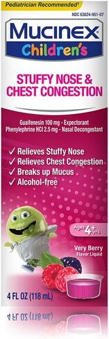 Mucinex® Children's Fever, Sore Throat, & Cough Medicine, Kids Cold Medicine/Kids Cough Medicine, Kids Medicine for Multi-Symptom Relief, Honey Flavor Liquid, 4 Fl Oz in Kuwait