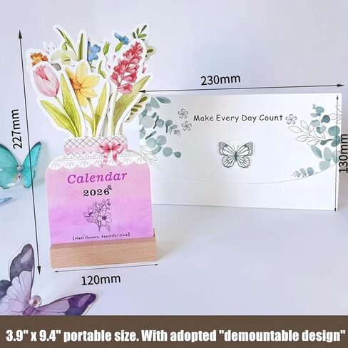 Flowers Desk Calendar 2026 Small Desk Calendar Mini Standing Decorative Floral Desktop Calendar for Home Office School Desk Accessories for Home, Office and Desk Accessories in Saudi Arabia