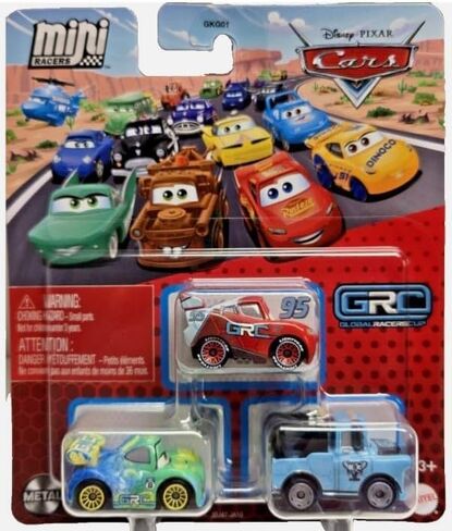 Mattel Cars 3 Mini Racers Grc Lightning McQueen Carla Veloso Light Blue Mater Global Racers Cup 3 Pack in Saudi Arabia