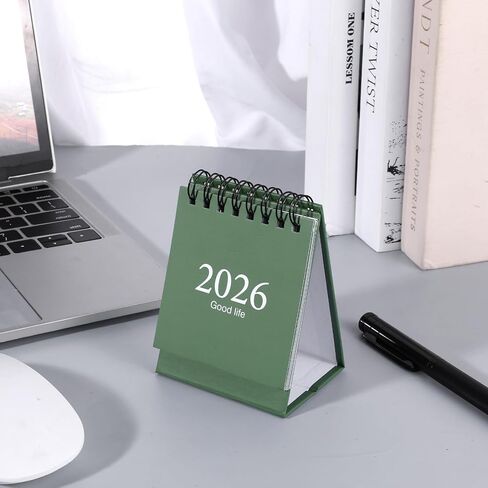 تقويم مكتب صغير 2026-2027، يناير 2026 إلى يوليو 2027، تقويم مكتبي صغير قابل للطي 19 شهرًا، ورق سميك مزدوج الأسلاك مع ملصقات لمكتب المدرسة المنزلية (أخضر) in Kuwait