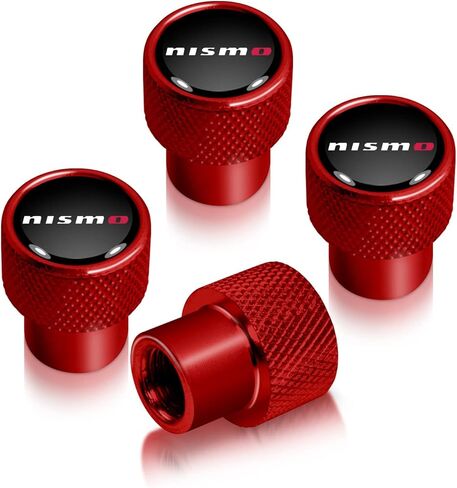 صورة iPick لسيارة Nissan NISMO باللون الأسود على أغطية جذعية لصمامات الإطارات المصنوعة من الألومنيوم باللون الأحمر - مرخصة رسميًا in Saudi Arabia