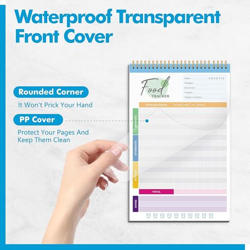 Gethelud Food Journal Diary, 52 Sheets Spiral Bound Meal Planner Healthy Eating Tracker-Protein, Calories, Carbs, Fat, Water Tracker, Food Log for Weight Loss & Fitness, Daily Nutrition Diary in Saudi Arabia