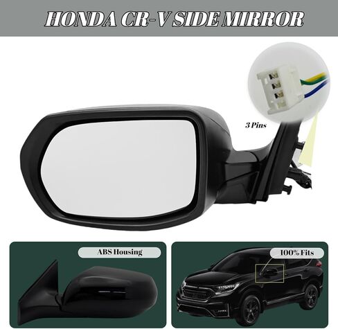 مرآة جانبية للسائق الأيسر متوافقة مع 2017 2018 2019 2020 2021 2022 Honda CRV مع زجاج كهربائي غير ساخن يدوي قابل للطي 3 دبابيس in Kuwait