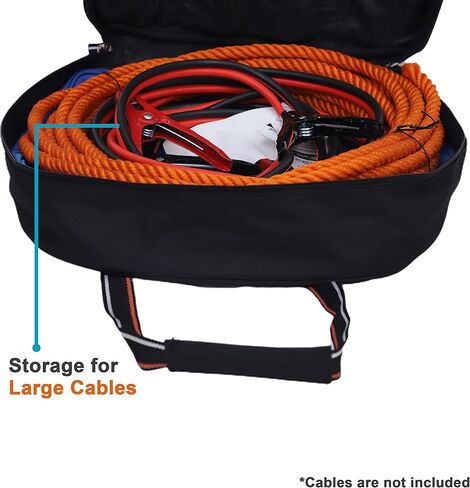 BULL TOOLS EV Charging & Jumper Cable Storage Bag's, Organizer 6 Pocket Handmade Carry Bag - 15x15x4 Inch Waterproof Ballistic Polyester Oval Bag, Cords, Small Tools, For Motor Vehicles - Black in Saudi Arabia