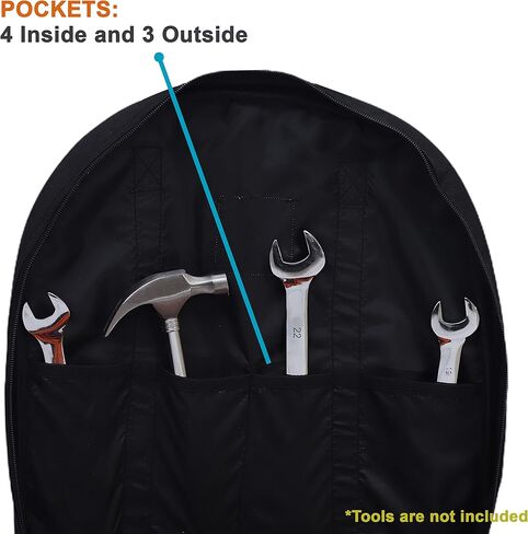 BULL TOOLS EV Charging & Jumper Cable Storage Bag's, Organizer 6 Pocket Handmade Carry Bag - 15x15x4 Inch Waterproof Ballistic Polyester Oval Bag, Cords, Small Tools, For Motor Vehicles - Black in Saudi Arabia