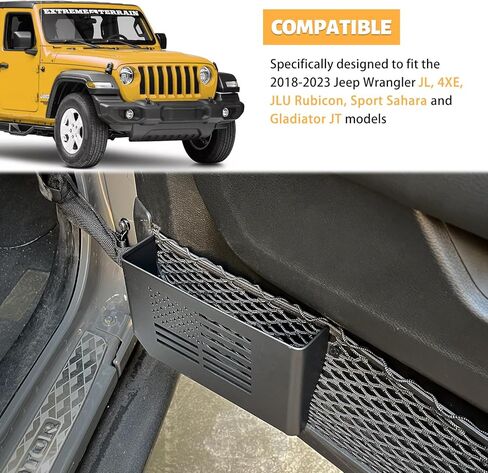صندوق تخزين للباب الأمامي المعدني من MAIKER، جيوب جانبية للباب، صندوق منظم لـ 2018-2024 Jeep Wrangler JL 4XE JLU Rubicon Sport Sahara Gladiator JT ملحقات تخزين باللون الأسود in Saudi Arabia