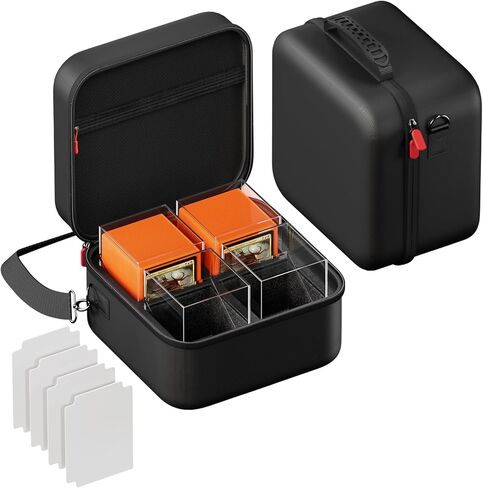ProCase MTG Hard Carrying Card Deck Box, 4 HD Acrylic Deck Boxes Hold 400+ Double-Sleeved Cards with Card Dividers for Sports Cards, TCG, PKM -Black in Saudi Arabia