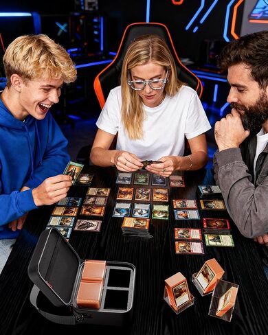 ProCase MTG Hard Carrying Card Deck Box, 4 HD Acrylic Deck Boxes Hold 400+ Double-Sleeved Cards with Card Dividers for Sports Cards, TCG, PKM -Black in Saudi Arabia