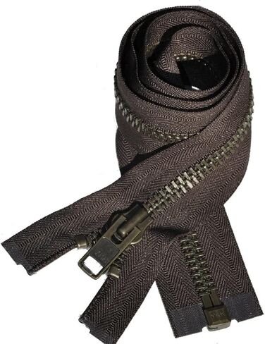 YKK #10 Extra Heavy Duty Antique Brass Brown Parka Separating Jacket Zipper - Choose Your Length - Color: Brown #570 - Made in The United States (1 Zipper Per Pack) (28" Inches) in Saudi Arabia