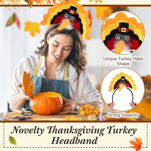 Geyoga 4 Pack Thanksgiving Turkey Headbands Plush Thanksgiving Hats Roasted Turkey Cap Drumstick Headband with Legs Drumstick Boppers for Adults Woman Man in Saudi Arabia