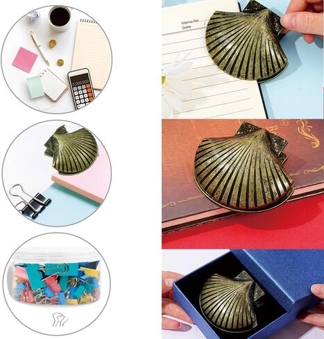 Vintage Shell Metal Binder Clips - Journal Clips to Hold Books Open Notebook Accessories,Desk Organization Supplies for Writers & Students (Clip Gold) in Saudi Arabia