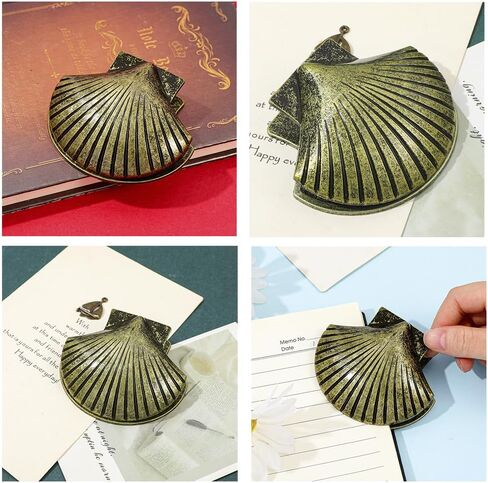 Vintage Shell Metal Binder Clips - Journal Clips to Hold Books Open Notebook Accessories,Desk Organization Supplies for Writers & Students (Clip Gold) in Saudi Arabia
