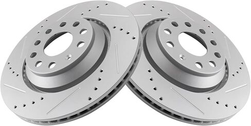 Rear Brake Rotor Set G Coated Drilled Slotted Vented Compatible with 2018-2024 Volkswagen Atlas Atlas Cross Sport 2019-2024 Audi Q3 2015-2024 Volkswagen Golf R 2015-2024 Audi S3 in Saudi Arabia