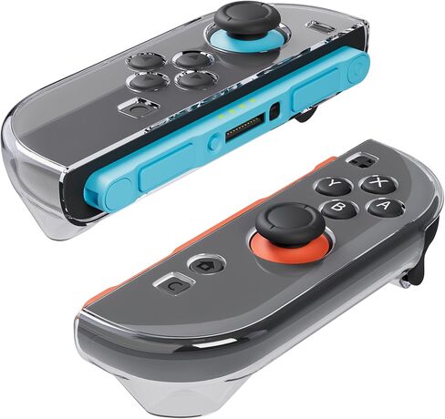 FANPL Protective Case for Nintendo Switch & Switch OLED Joy Con, Transparent Clear Joycon Joystick Cover with 6 Thumb Grip Caps, Soft Jon Con Controller TPU Shell Feel Comfortable, Easy Installation in Kuwait