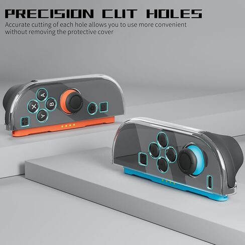 FANPL Protective Case for Nintendo Switch & Switch OLED Joy Con, Transparent Clear Joycon Joystick Cover with 6 Thumb Grip Caps, Soft Jon Con Controller TPU Shell Feel Comfortable, Easy Installation in Kuwait