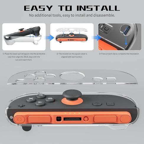 FANPL Protective Case for Nintendo Switch & Switch OLED Joy Con, Transparent Clear Joycon Joystick Cover with 6 Thumb Grip Caps, Soft Jon Con Controller TPU Shell Feel Comfortable, Easy Installation in Kuwait
