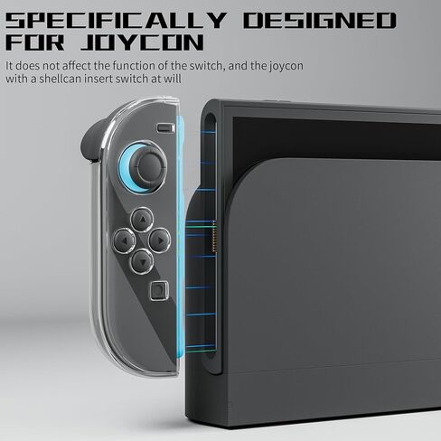 FANPL Protective Case for Nintendo Switch & Switch OLED Joy Con, Transparent Clear Joycon Joystick Cover with 6 Thumb Grip Caps, Soft Jon Con Controller TPU Shell Feel Comfortable, Easy Installation in Kuwait