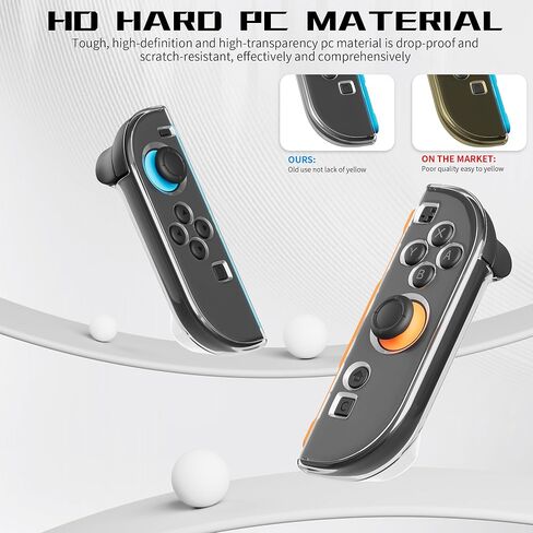 FANPL Protective Case for Nintendo Switch & Switch OLED Joy Con, Transparent Clear Joycon Joystick Cover with 6 Thumb Grip Caps, Soft Jon Con Controller TPU Shell Feel Comfortable, Easy Installation in Kuwait