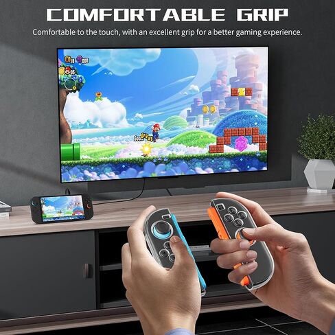 FANPL Protective Case for Nintendo Switch & Switch OLED Joy Con, Transparent Clear Joycon Joystick Cover with 6 Thumb Grip Caps, Soft Jon Con Controller TPU Shell Feel Comfortable, Easy Installation in Kuwait