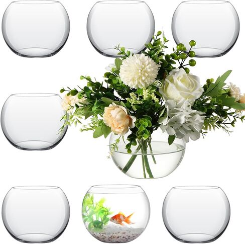 12 Pcs Bubble Bowl Vase Centerpiece Round Glass Flower Vase Clear Fish Bowl with Clear Water Gel Beads for Wedding Floral Centerpiece Home Decor in Kuwait