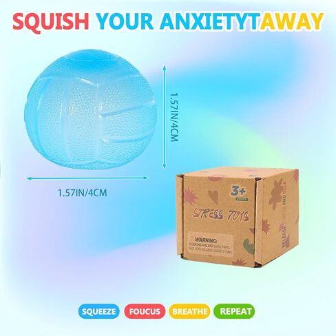 Fidget Toys Stress Balls for Kids & Adults - Squishy Ball Squeeze Toys, Stretchy Squeeze Stress Relief Squishy Ball for Anxiety/Therapy/Classroom, Squishy Toys Sensory Toys(Blue Basketball) in Saudi Arabia