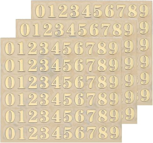 uxcell 3 Sheets 4.5mm/0.18inch Mini Number Stickers, 3D Alloy Self Adhesive 0-9 Number Sticker for Crafts Scrapbooking Greeting Cards Decors, Gold in Saudi Arabia