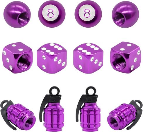 12PCS Tire Valve Stem Caps, Dice 8 Ball Grenade Style Universal Aluminum Dustproof Tire Valve Stem Covers for Cars, Suvs, Trucks, Bikes, Motorcycles, Bicycles, Black in Saudi Arabia