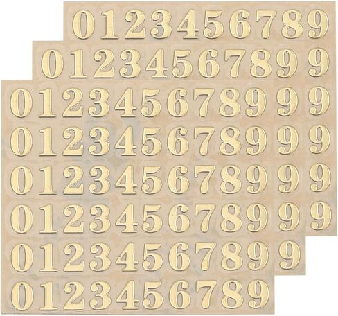 uxcell 3 Sheets 4.5mm/0.18inch Mini Number Stickers, 3D Alloy Self Adhesive 0-9 Number Sticker for Crafts Scrapbooking Greeting Cards Decors, Gold in Saudi Arabia