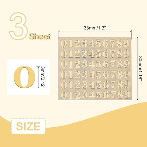 uxcell 3 Sheets 4.5mm/0.18inch Mini Number Stickers, 3D Alloy Self Adhesive 0-9 Number Sticker for Crafts Scrapbooking Greeting Cards Decors, Gold in Saudi Arabia