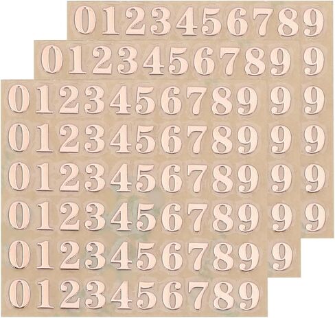 uxcell 3 Sheets 4.5mm/0.18inch Mini Number Stickers, 3D Alloy Self Adhesive 0-9 Number Sticker for Crafts Scrapbooking Greeting Cards Decors, Gold in Saudi Arabia