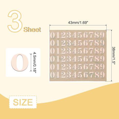 uxcell 3 Sheets 4.5mm/0.18inch Mini Number Stickers, 3D Alloy Self Adhesive 0-9 Number Sticker for Crafts Scrapbooking Greeting Cards Decors, Gold in Saudi Arabia