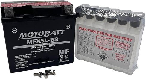 Motobatt AGM MF Battery - 12V 6 Cells - MFX5L-BS for Powersports Vehicles Replaces YTX5L-BS in Saudi Arabia