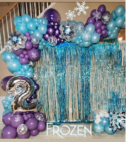Frozen Balloon Arch Garland Kit, 164Pcs Winter Wonderland Balloon Arch Kit Blue Purple Clear Snowflake Balloons for Winter Wonderland Theme Baby Shower Snow Girl Princess Birthday Decorations in Saudi Arabia