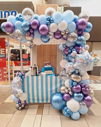 Frozen Balloon Arch Garland Kit, 164Pcs Winter Wonderland Balloon Arch Kit Blue Purple Clear Snowflake Balloons for Winter Wonderland Theme Baby Shower Snow Girl Princess Birthday Decorations in Saudi Arabia