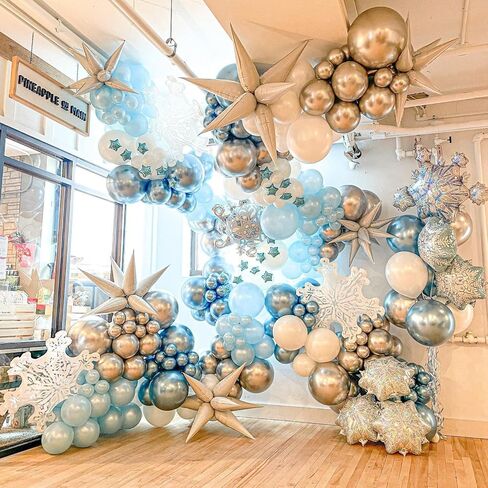 Frozen Balloon Arch Garland Kit, 164Pcs Winter Wonderland Balloon Arch Kit Blue Purple Clear Snowflake Balloons for Winter Wonderland Theme Baby Shower Snow Girl Princess Birthday Decorations in Saudi Arabia