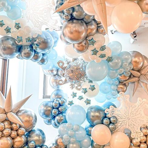 Frozen Balloon Arch Garland Kit, 164Pcs Winter Wonderland Balloon Arch Kit Blue Purple Clear Snowflake Balloons for Winter Wonderland Theme Baby Shower Snow Girl Princess Birthday Decorations in Saudi Arabia