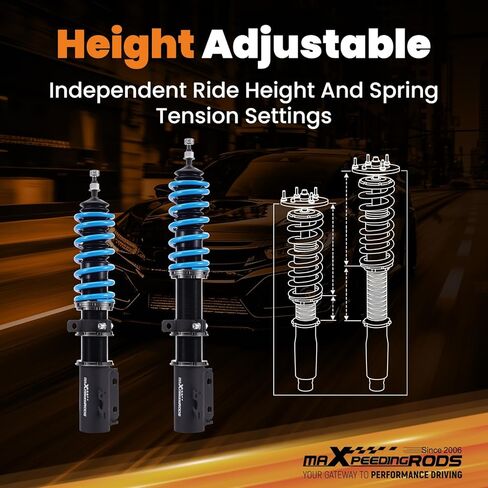 maXpeedingrods Coilover for Toyota Yaris 2007-2011, for Toyota Scion XD 2008-2010, 24 Levels Damper Adjustable Coilovers Suspension Kit Strut, Height Adjustable T6 Upgraded Lowering Kits Blue in Saudi Arabia