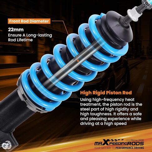 maXpeedingrods Coilover for Toyota Yaris 2007-2011, for Toyota Scion XD 2008-2010, 24 Levels Damper Adjustable Coilovers Suspension Kit Strut, Height Adjustable T6 Upgraded Lowering Kits Blue in Saudi Arabia