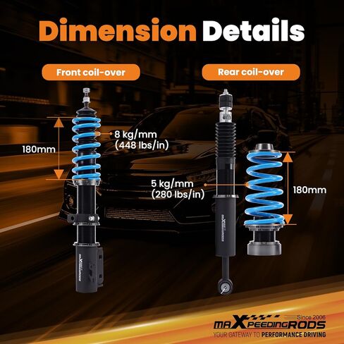 maXpeedingrods Coilover for Toyota Yaris 2007-2011, for Toyota Scion XD 2008-2010, 24 Levels Damper Adjustable Coilovers Suspension Kit Strut, Height Adjustable T6 Upgraded Lowering Kits Blue in Saudi Arabia
