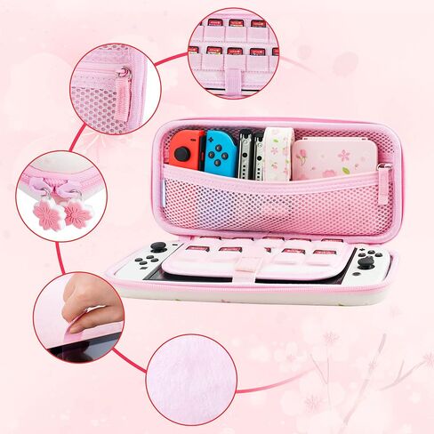 GLDRAM Theme for Zelda Travel Carrying Case for Nintendo Switch & OLED Model, Light Accessories Kit with Waterproof Switch Travel Case, 12 Slots Game Card Case, 2 Thumb Caps and Portable Wrist Strap in Kuwait