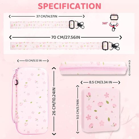 GLDRAM Theme for Zelda Travel Carrying Case for Nintendo Switch & OLED Model, Light Accessories Kit with Waterproof Switch Travel Case, 12 Slots Game Card Case, 2 Thumb Caps and Portable Wrist Strap in Kuwait