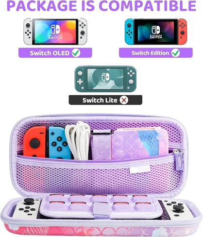 موضوع GLDRAM لحقيبة حمل السفر Zelda لجهاز Nintendo Switch وطراز OLED، مجموعة إكسسوارات الإضاءة مع حقيبة سفر مقاومة للماء، و12 فتحة لبطاقات الألعاب، وغطاءين للإبهام وحزام معصم محمول in Kuwait