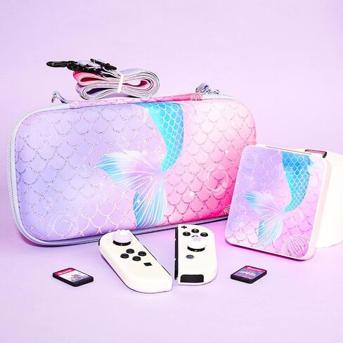 موضوع GLDRAM لحقيبة حمل السفر Zelda لجهاز Nintendo Switch وطراز OLED، مجموعة إكسسوارات الإضاءة مع حقيبة سفر مقاومة للماء، و12 فتحة لبطاقات الألعاب، وغطاءين للإبهام وحزام معصم محمول in Kuwait