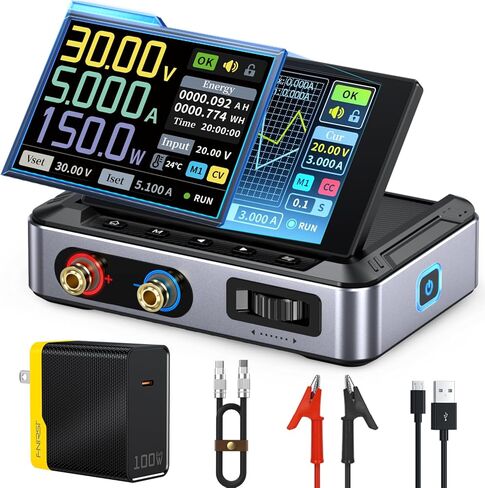 FNIRSI DPS-150 DC Power Supply Variable, 30V 5A Adjustable DC CNC Power Supply with 4-Digit IPS Display, <20mV Power Ripple, PD/QC/DC Input, PC Programmable Switching Power Supply (NO Power Adapter) in Saudi Arabia