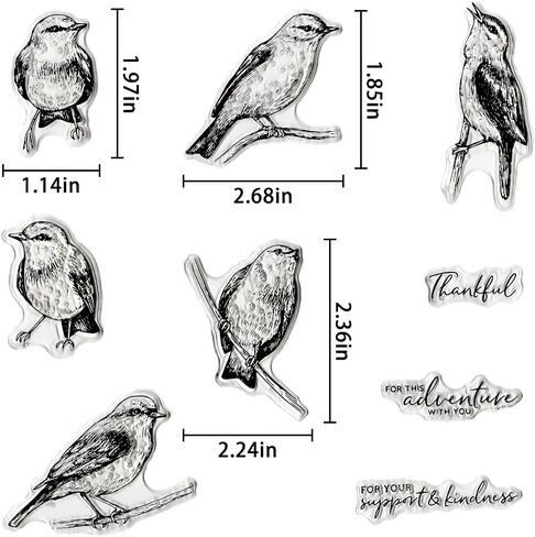 Thank Birds Clear Stamps for Card Making, Bird Stamps for Crafting Decoration, Animals Thankful Words Silicone Transparent Rubber Stamps for DIY Scrapbooking Embossing Album Decor Crafts Supplies in Saudi Arabia