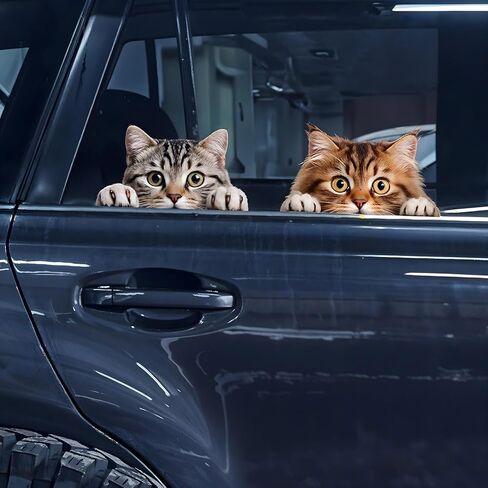 2Pcs Cute Peeking Sneaky Cat Car Sticker, Funny Cat Car Bumper Sticker, 11.8 × 6 in Vinyl Decal for Cars,Windows,Laptops, Motorcycle Wall in Saudi Arabia