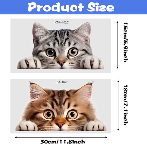 2Pcs Cute Peeking Sneaky Cat Car Sticker, Funny Cat Car Bumper Sticker, 11.8 × 6 in Vinyl Decal for Cars,Windows,Laptops, Motorcycle Wall in Saudi Arabia